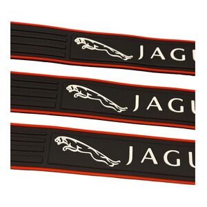 Jaguar Door Sill Protector Scuff Plate Guards Black Red Rubber 3 Piece Set